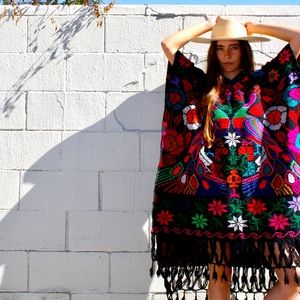 Vintage Handmade Mexican Boho Poncho